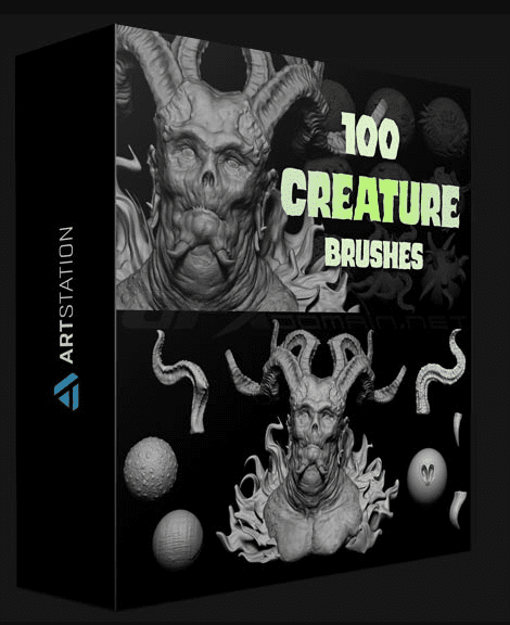 ARTSTATION – ZBRUSH + BLENDER – 100 CREATURE BRUSH MEGA PACK (Premium)