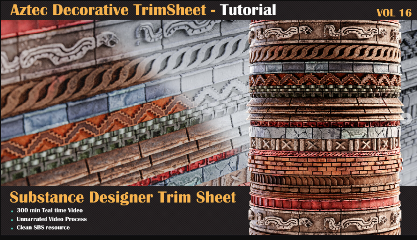 Artstation – Aztec Trim Sheet Tutorial – VOL 16 (Premium)