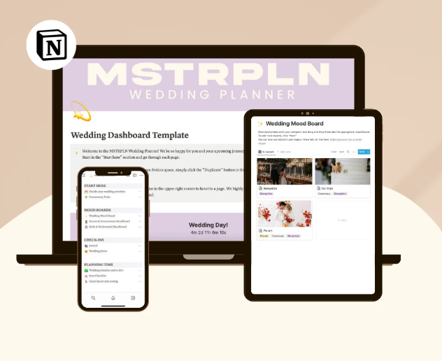 Notion Wedding Planner Dashboard (Premium)