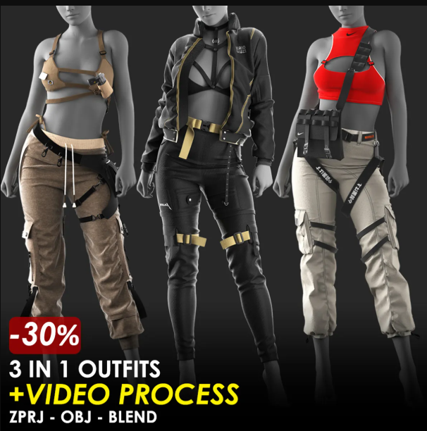 Artstation – 3 in 1 Outfits – Marvelous / CLO Project file + Video Process (Premium)