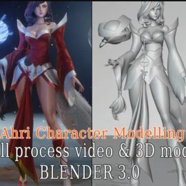 Artstation Ahri Character Modeling – Blender 3.0 – Full Process video & 3D model (Premium)